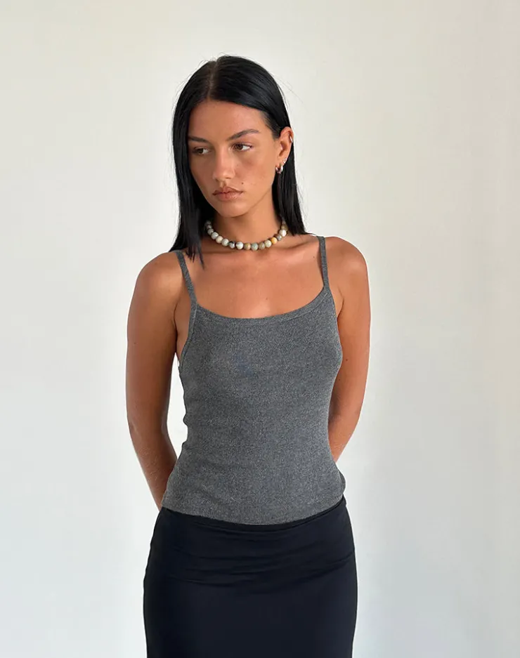 Women Motel Rocks Basic Tops | Vest Tops | Riona Vest Top in Dark Grey