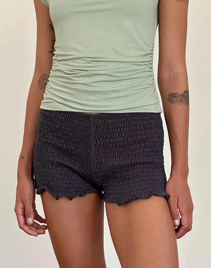 Women Motel Rocks Micro Shorts | LOUNGEWEAR | Ritala Shirred Micro Shorts in Beluga Grey