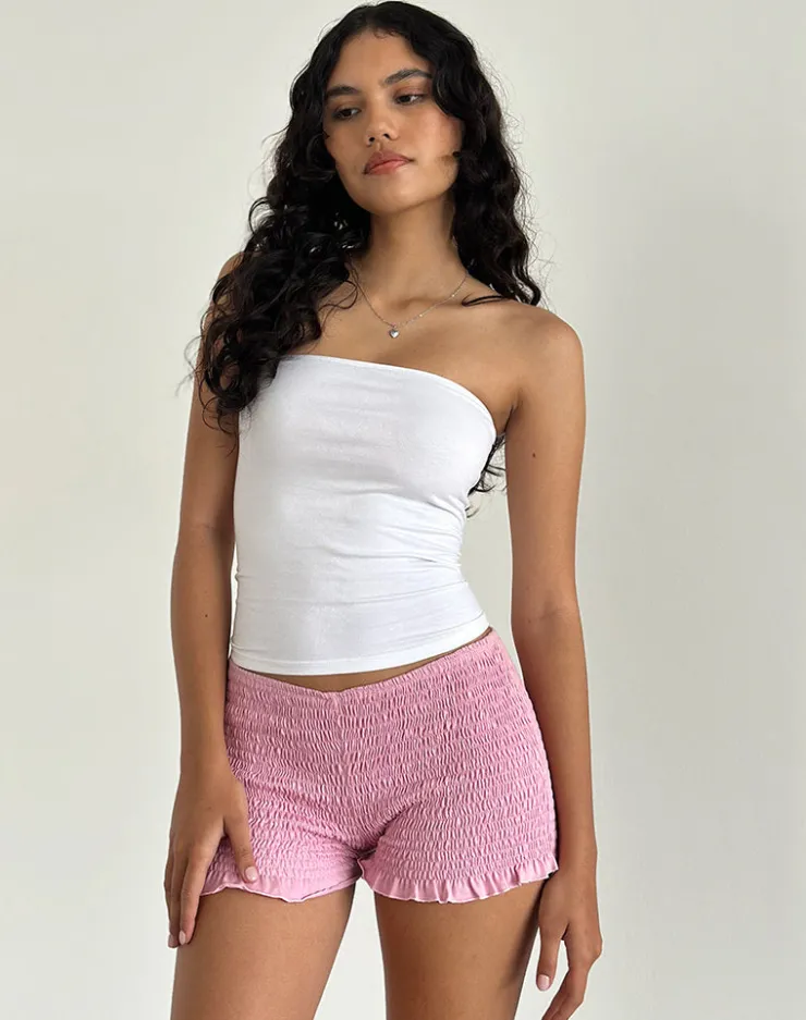 Women Motel Rocks Micro Shorts | LOUNGEWEAR | Ritala Shirred Micro Shorts in Flamingo Pink