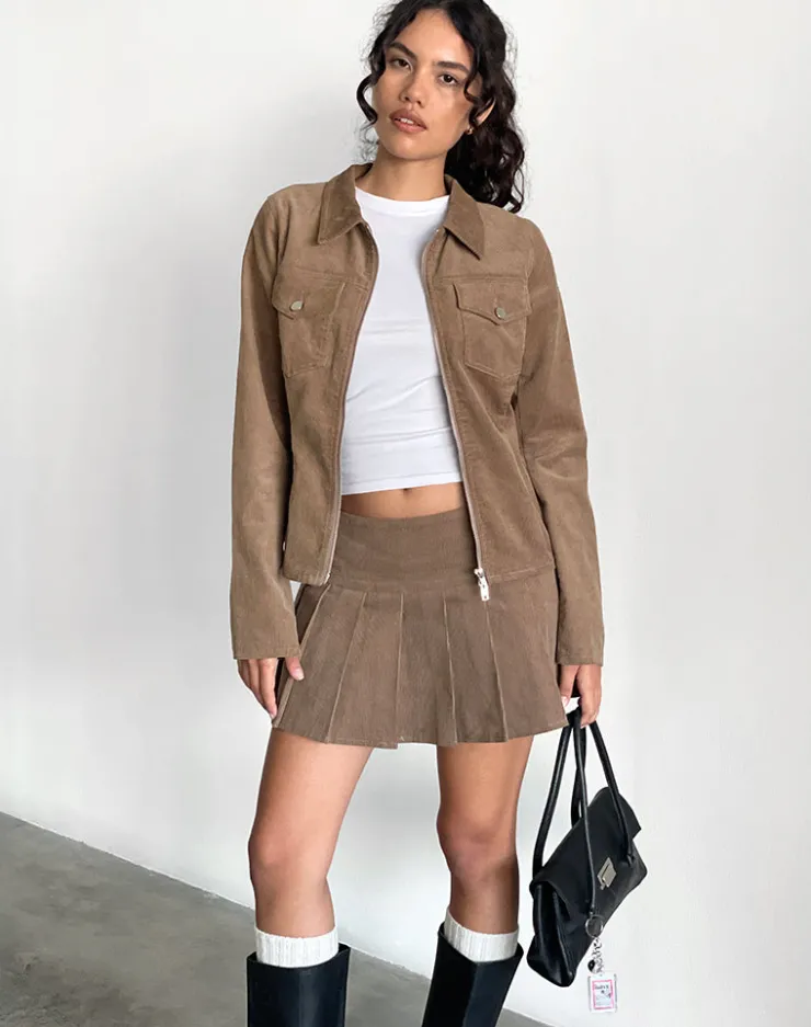 Women Motel Rocks Co-ords | Jackets | Rohana Fitted Jacket in Baby Cord Walnut Brown