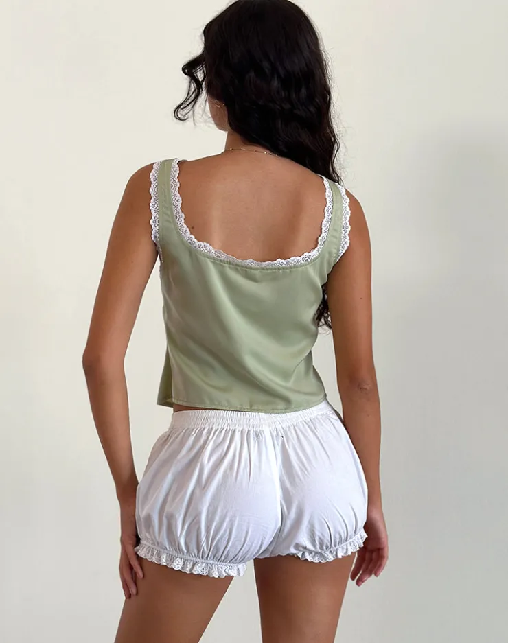 Women Motel Rocks Strappy Tops | Going Out Tops | Rona Tie Front Top in Green Sage