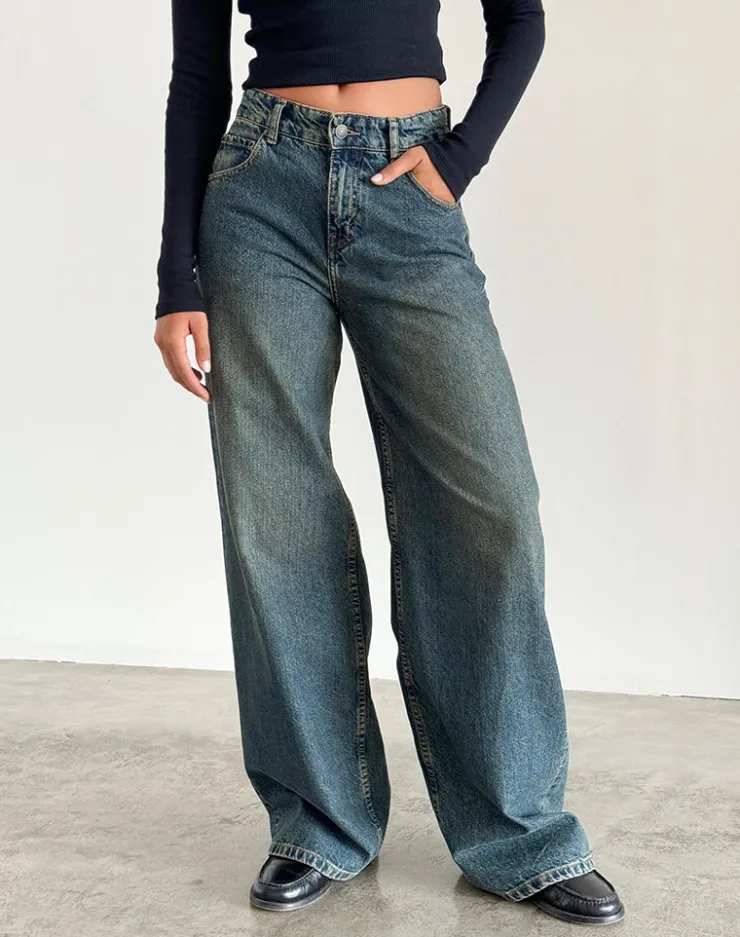 Women Motel Rocks Jeans | Roomy Jeans | Roomy Extra Wide Jeans in Brown Blue Acid