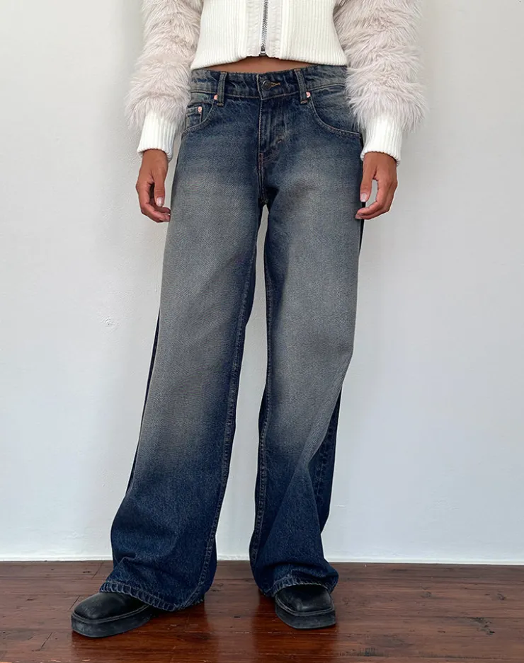 Women Motel Rocks Low Rise Pants | Jeans | Roomy Extra Wide Low Rise Jeans in Amber Wash