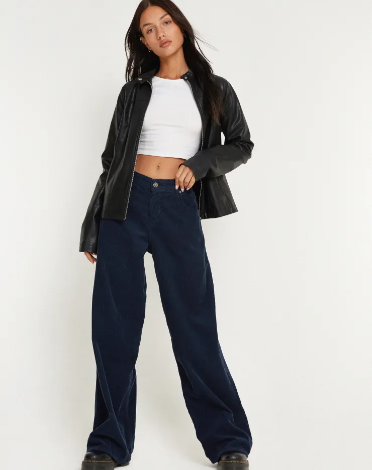 Women Motel Rocks Roomy Jeans | Roomy Extra Wide Low Rise Jeans in Cord Navy