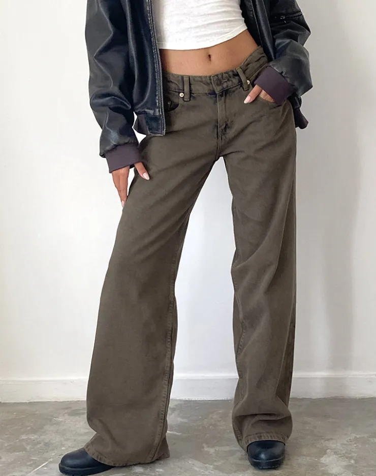 Women Motel Rocks Jeans | Roomy Jeans | Roomy Extra Wide Low Rise Jeans in Dark Black Sand
