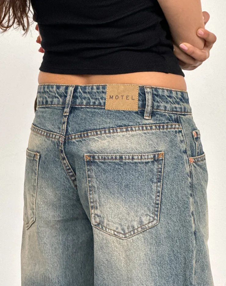 Women Motel Rocks Jeans | Roomy Jeans | Roomy Extra Wide Low Rise Jeans in Dirty Blue