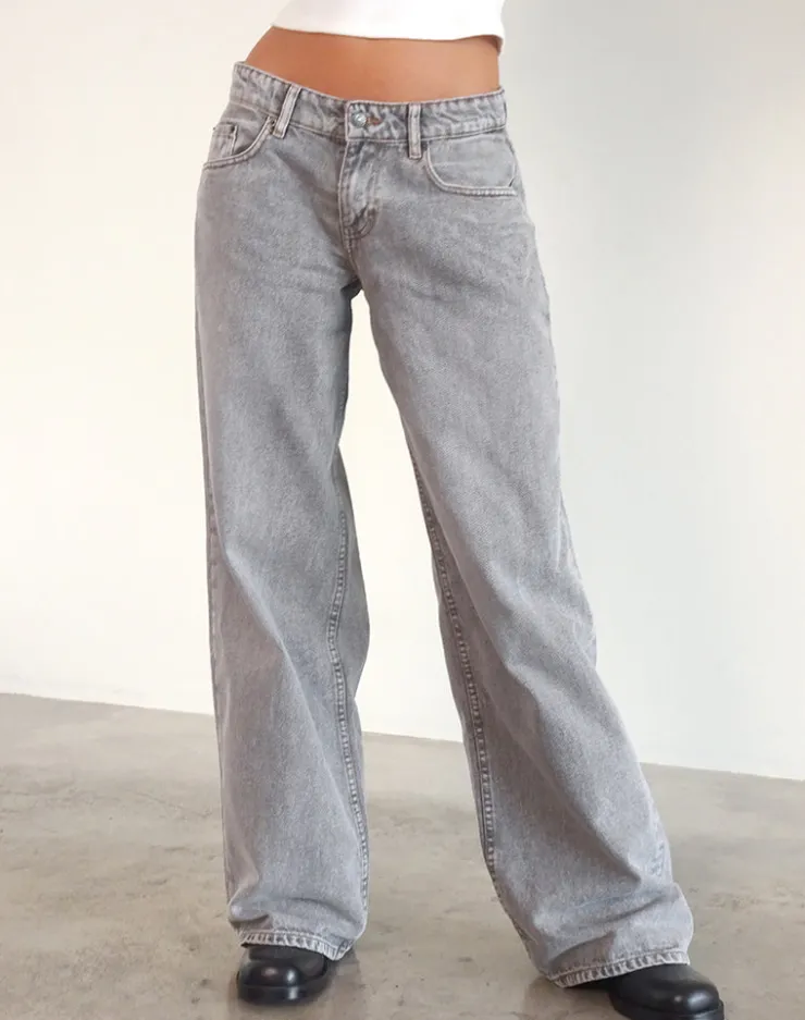 Women Motel Rocks Jeans | Roomy Jeans | Roomy Extra Wide Low Rise Jeans in Grey Wash