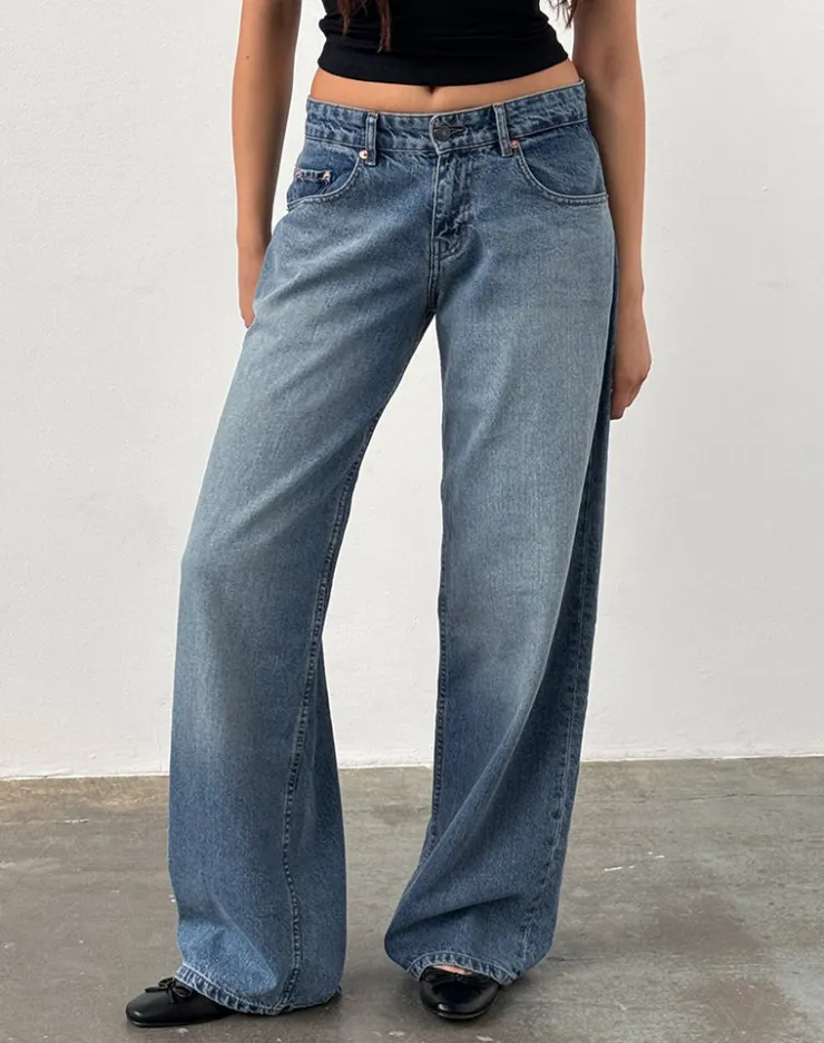 Women Motel Rocks Low Rise Pants | Jeans | Roomy Extra Wide Low Rise Jeans in Powder Blue