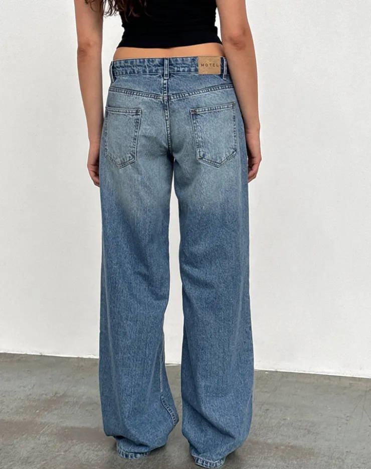 Women Motel Rocks Low Rise Pants | Jeans | Roomy Extra Wide Low Rise Jeans in Powder Blue