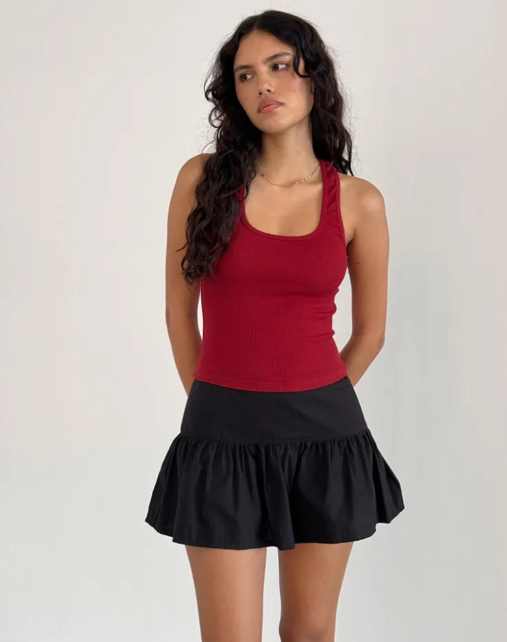 Women Motel Rocks Basic Tops | Vest Tops | Roxe Ribbed Vest Top in Adrenaline Red