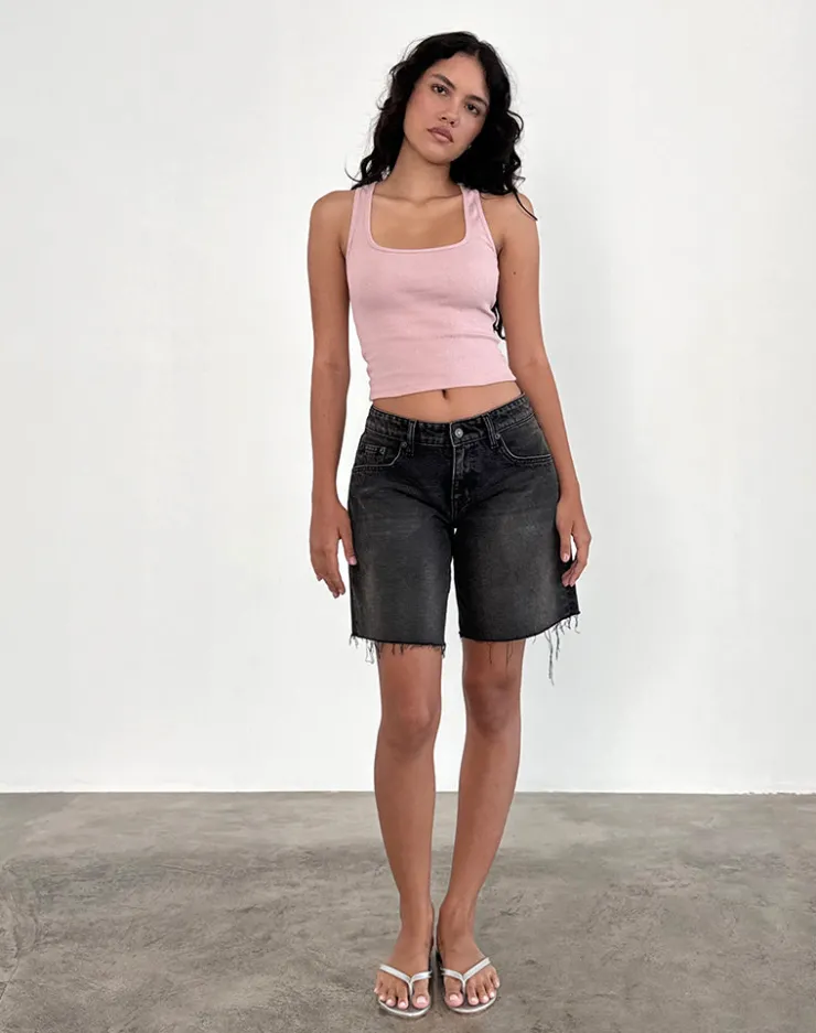 Women Motel Rocks Basic Tops | Vest Tops | Roxe Ribbed Vest Top in Pink Lady