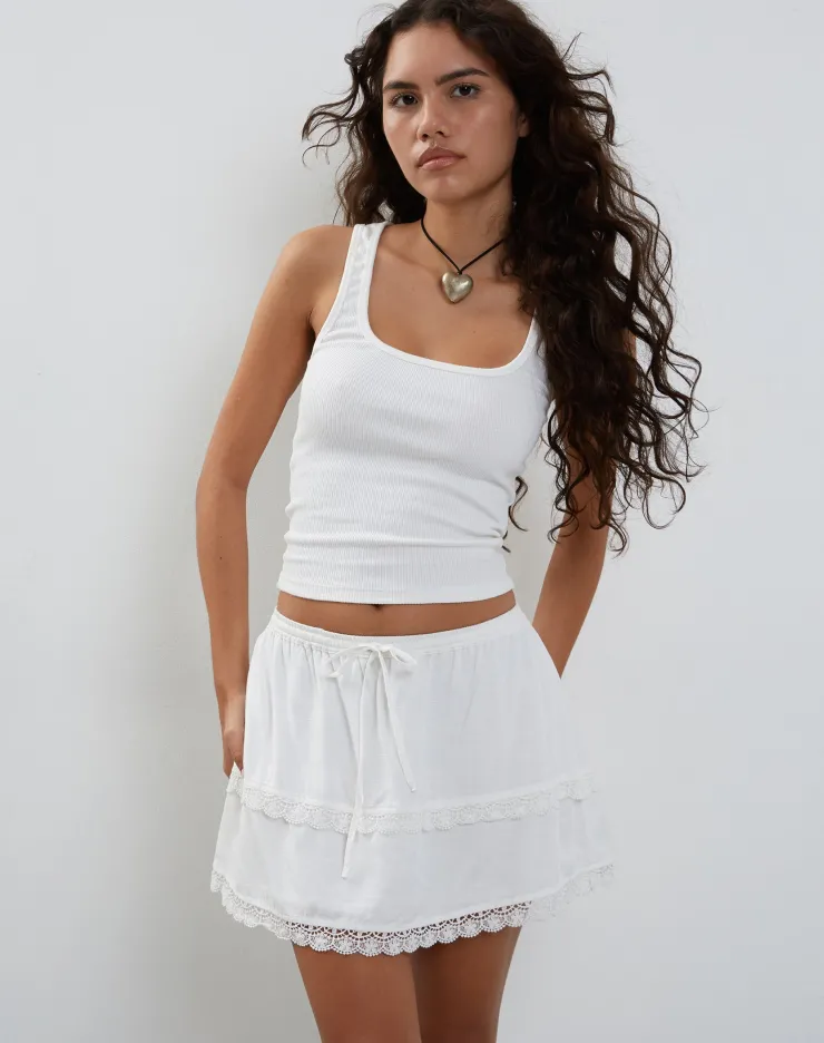 Women Motel Rocks A Line Skirts | Mini Skirts | Ryila Frill Mini Skirt in White