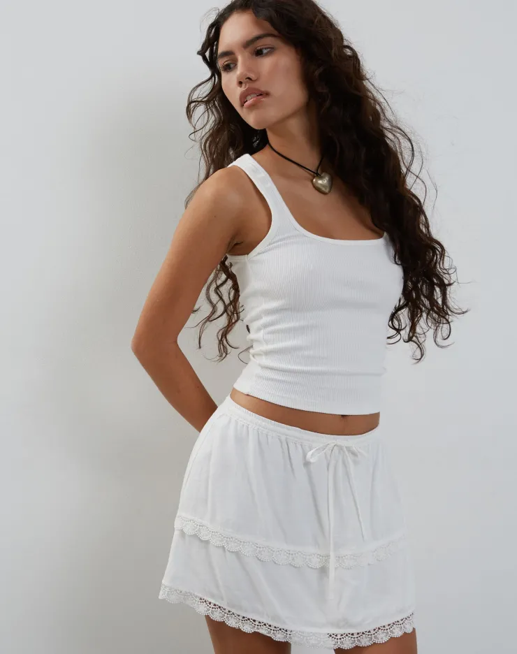 Women Motel Rocks A Line Skirts | Mini Skirts | Ryila Frill Mini Skirt in White