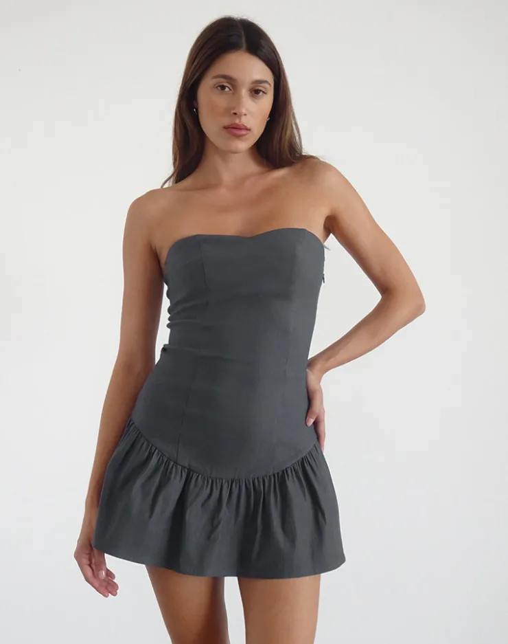 Women Motel Rocks Bandeau Dresses | Day Dresses | Sabina Bandeau Mini Dress in Charcoal Grey