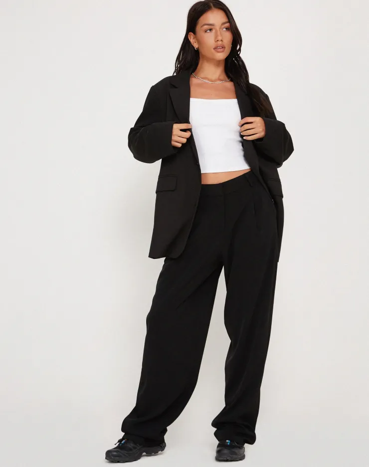 Women Motel Rocks Wide Leg Pants | Low Rise Pants | Sakaria Wide Leg Trouser in Tailoring Black