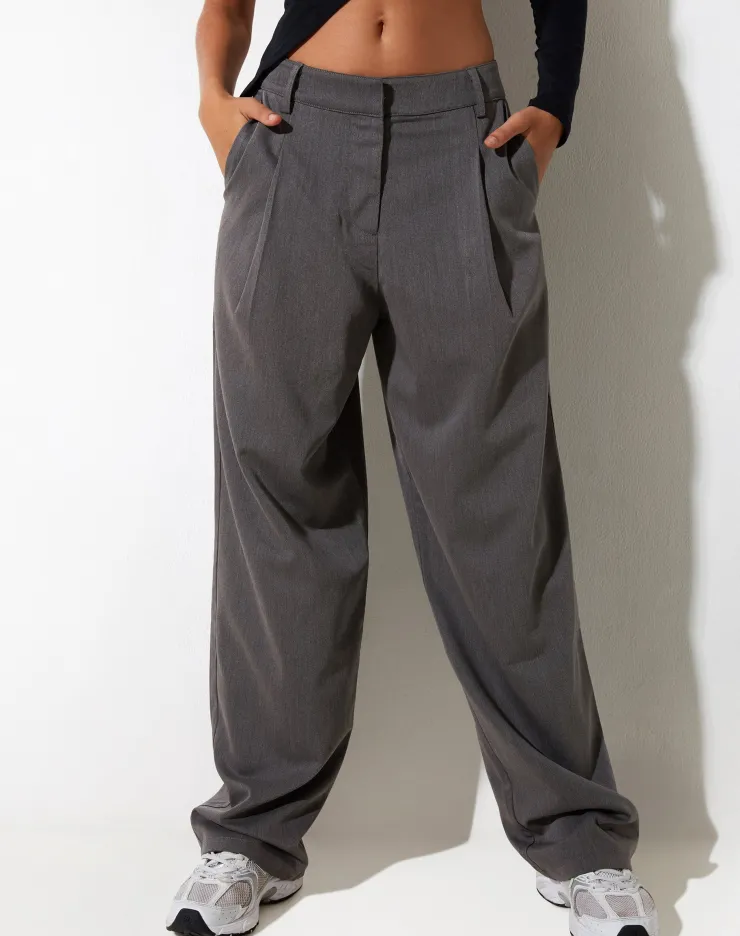 Women Motel Rocks Co-ords | Wide Leg Pants | Sakaria Wide Leg Trouser in Tailoring Charcoal