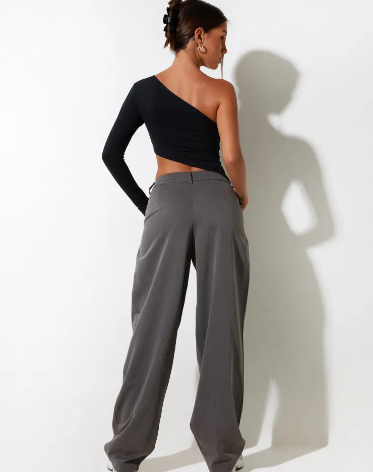 Women Motel Rocks Co-ords | Wide Leg Pants | Sakaria Wide Leg Trouser in Tailoring Charcoal