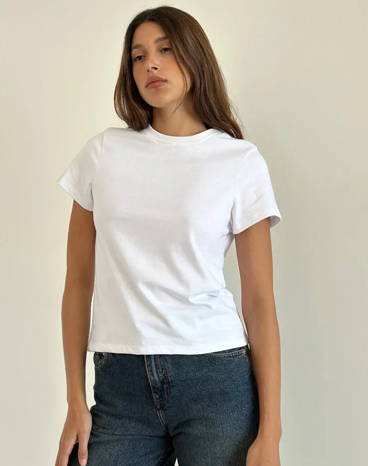 Women Motel Rocks Basics | Basic Tops | Sakha Boxy Top in Plain White