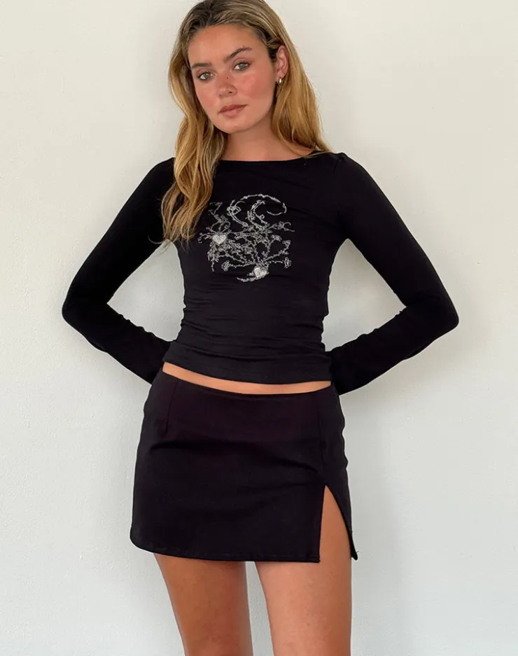 Women Motel Rocks Long Sleeve Tops | Salaka Long Sleeve Top in Black Script Heart Graphic