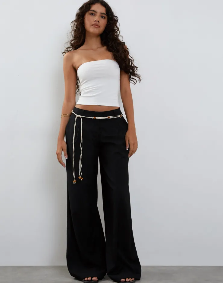 Women Motel Rocks Low Rise Pants | Salisu Wide Leg Trouser in Tailoring Black