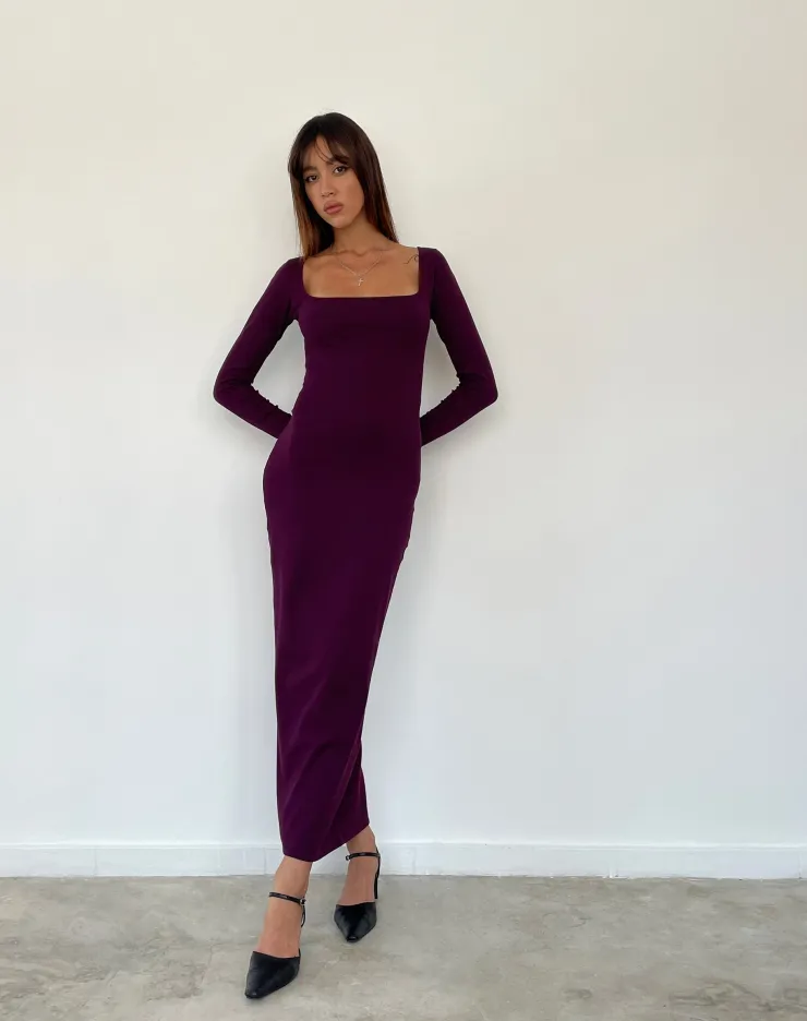 Women Motel Rocks Basics | Bodycon Dresses | SAMAIRA DRESS RIB AUBERGINE