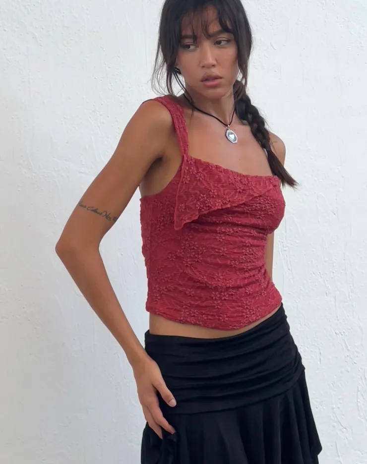 Women Motel Rocks Lace Tops | Sambu Lace Cami Top in Red