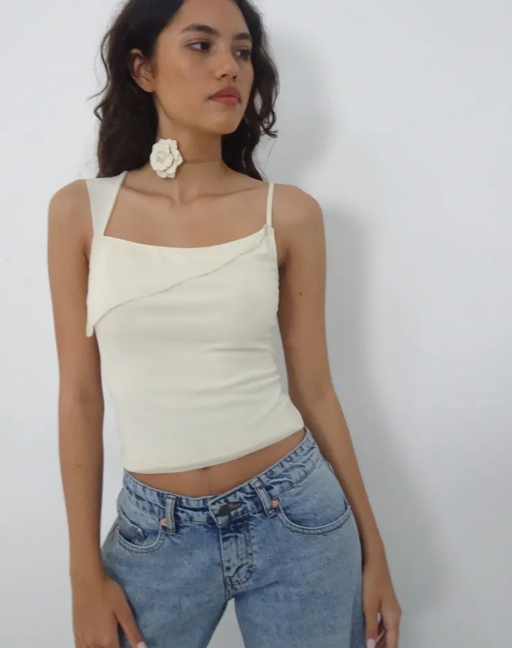 Women Motel Rocks Vest Tops | Strappy Tops | Sambu Top in Mesh Ivory