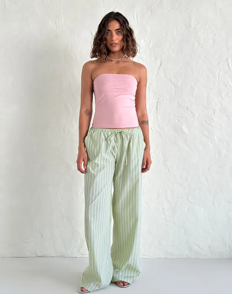 Women Motel Rocks Low Rise Pants | Samir Trouser in Light Green Stripe