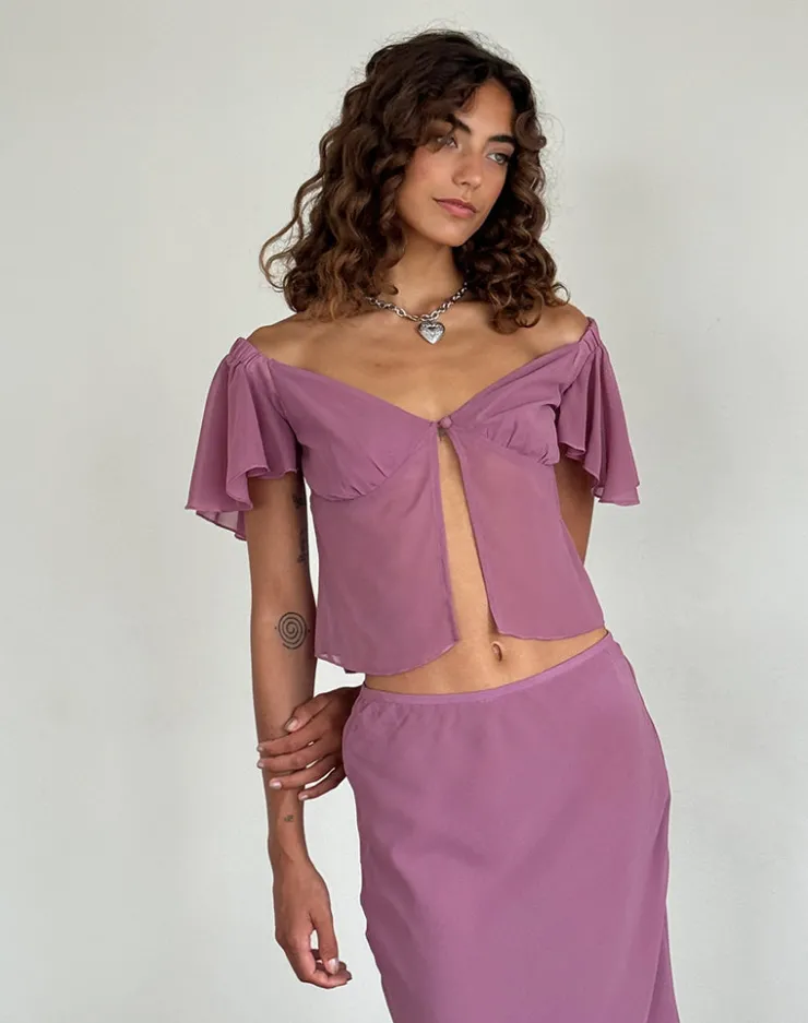 Women Motel Rocks Co-ords | Crop Tops | Samsiar Top in Chiffon Mauve