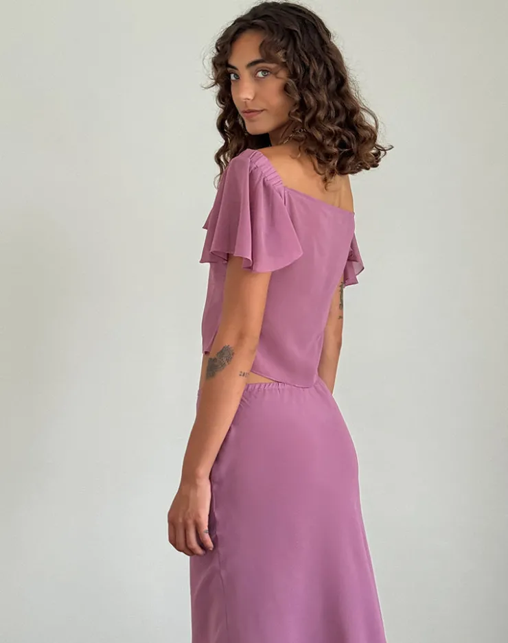 Women Motel Rocks Co-ords | Crop Tops | Samsiar Top in Chiffon Mauve