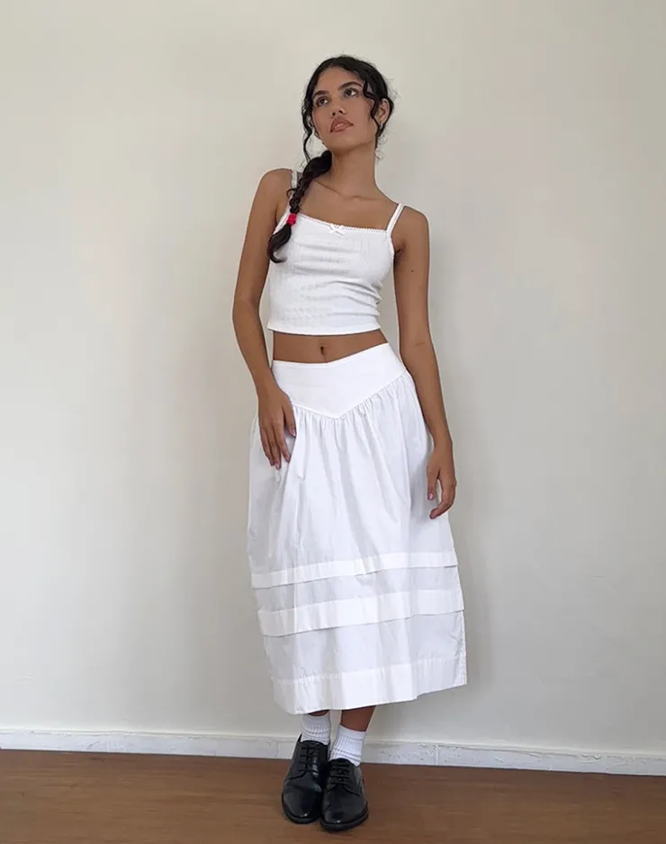 Women Motel Rocks Midi Skirts | A Line Skirts | Sarayu Midi Skirt in Poplin White