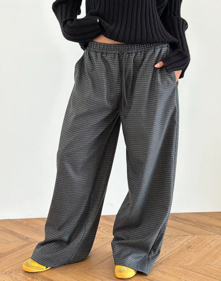 Women Motel Rocks LOUNGEWEAR | Sasari Oversize Trouser in Check Navy