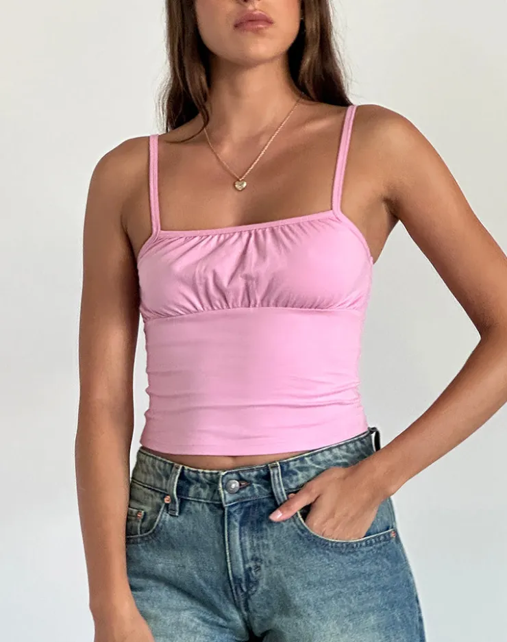 Women Motel Rocks Basic Tops | Strappy Tops | Sasya Cami Top in Flamingo Pink