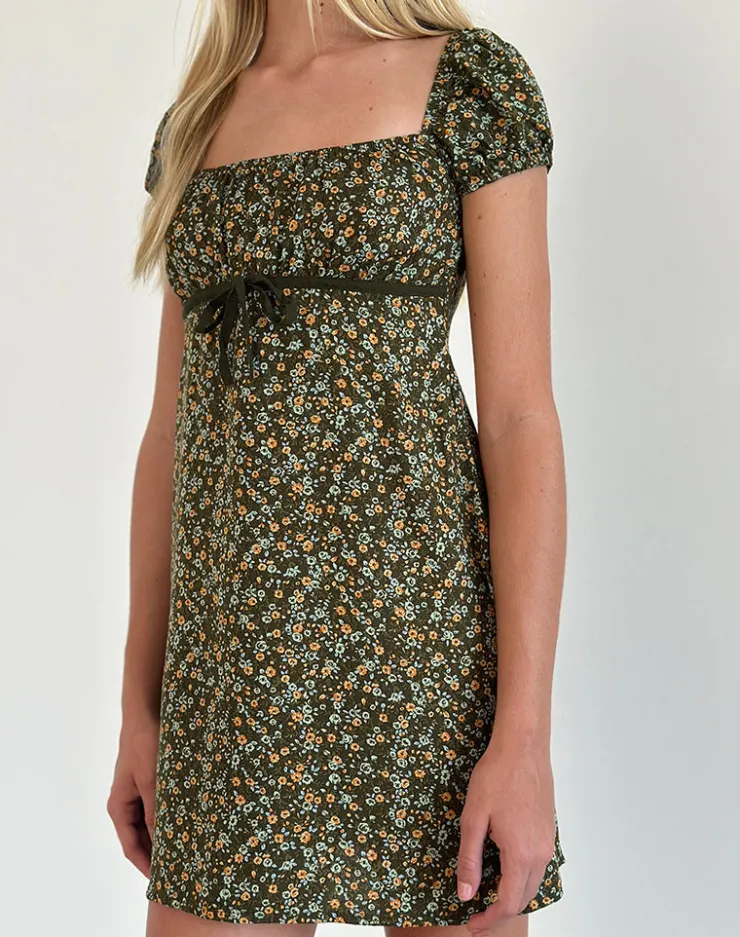 Women Motel Rocks Printed Dresses | Day Dresses | Savio Mini Dress in Grunge Floral Khaki