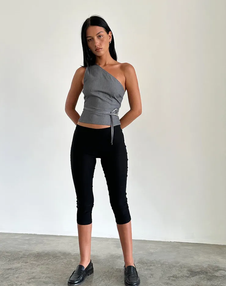 Women Motel Rocks Tailoring | Going Out Tops | Sayaka One Shoulder Top in Tailoring Charcoal