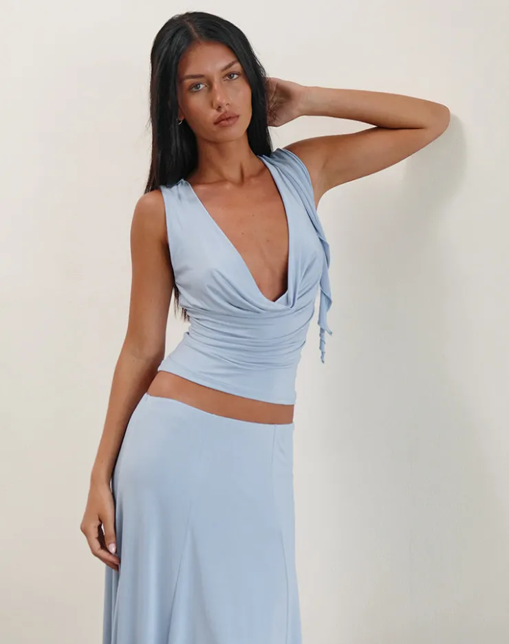 Women Motel Rocks Co-ords | Going Out Tops | Saylor Sleeveless Top in Slinky Sky Blue