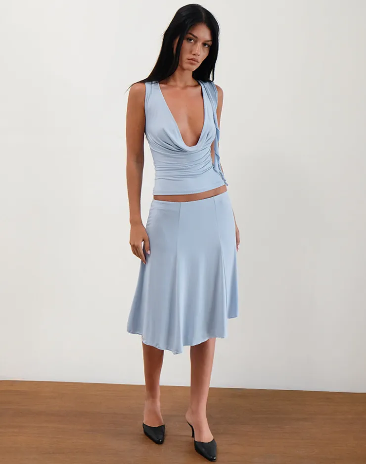 Women Motel Rocks Co-ords | Going Out Tops | Saylor Sleeveless Top in Slinky Sky Blue