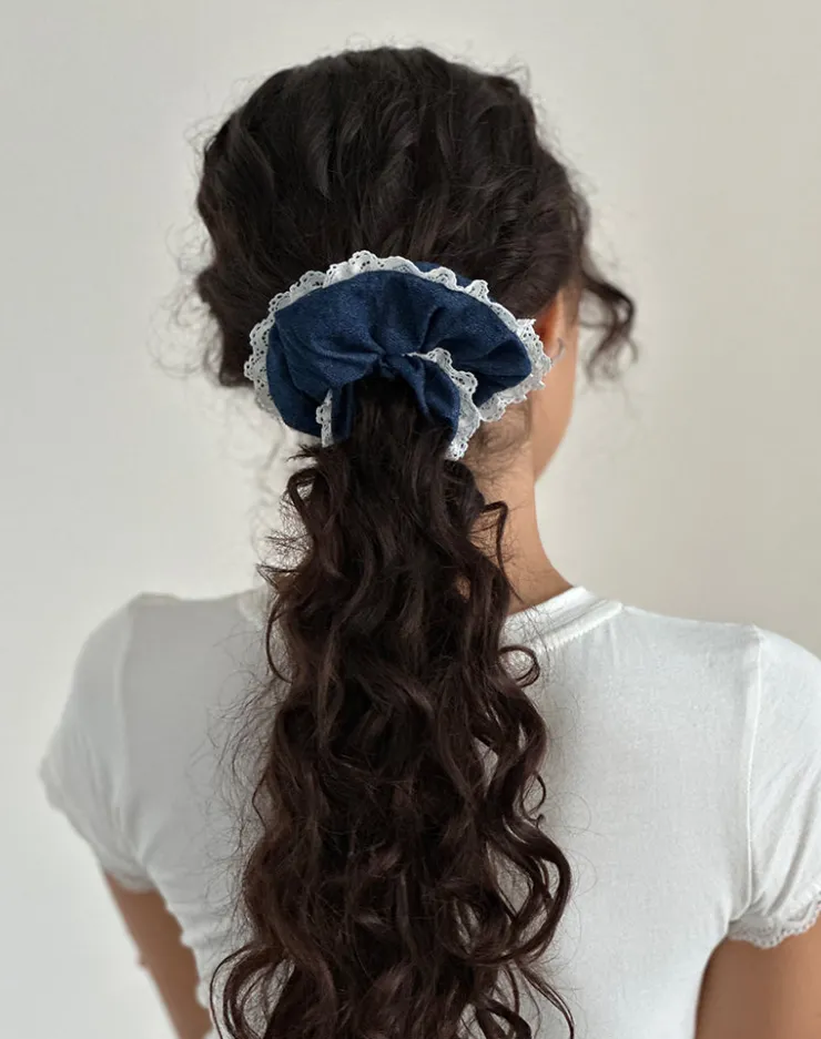 Women Motel Rocks Accessories | Scrunchie in Denim Chambray with Lace