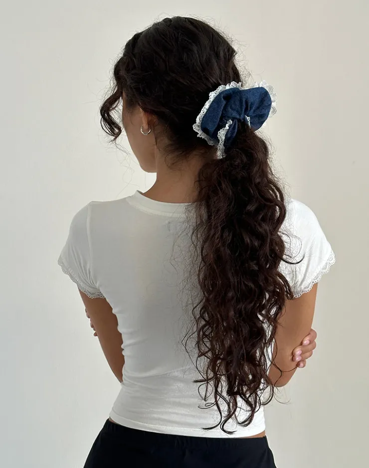 Women Motel Rocks Accessories | Scrunchie in Denim Chambray with Lace