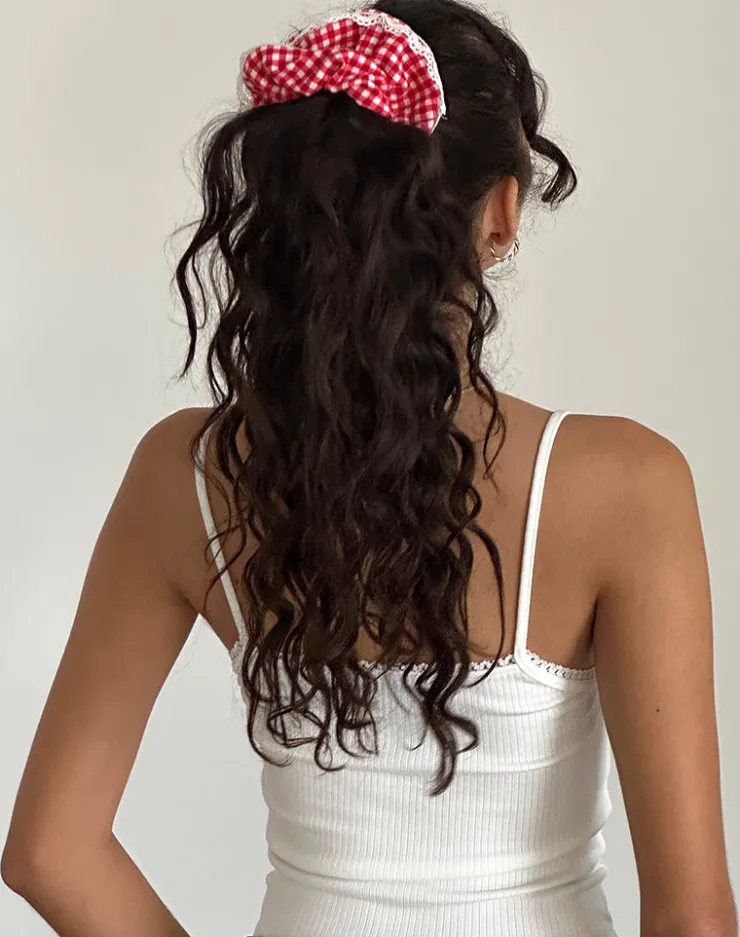 Women Motel Rocks Accessories | Scrunchie in Red Gingham with Lace