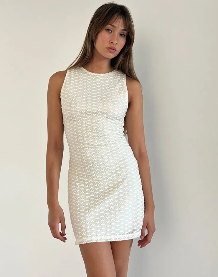 Women Motel Rocks Printed Dresses | Bodycon Dresses | Sechium Mini Dress in Heart Lace Ivory