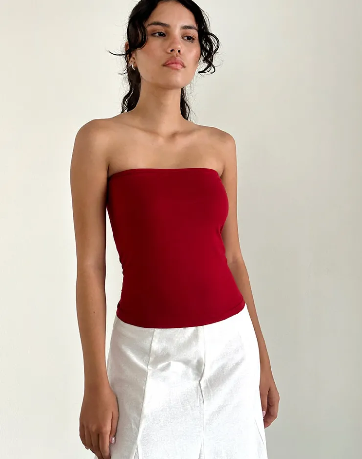 Women Motel Rocks Bandeau Tops | Shaelo Bandeau Top in Adrenaline Red