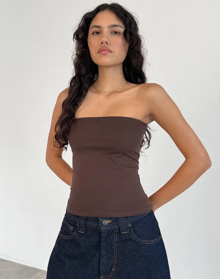 Women Motel Rocks Basic Tops | Bandeau Tops | Shaelo Bandeau Top in Deep Mahogany