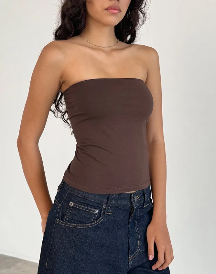 Women Motel Rocks Basic Tops | Bandeau Tops | Shaelo Bandeau Top in Deep Mahogany