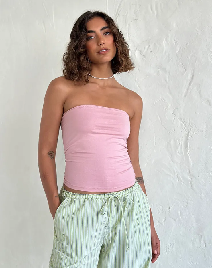 Women Motel Rocks Basic Tops | Bandeau Tops | Shaelo Bandeau Top in Pink Lady