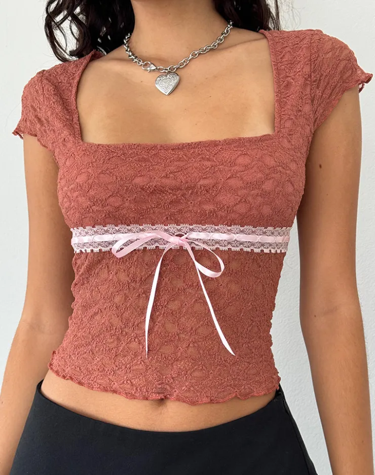 Women Motel Rocks Lace Tops | Sherine Lace Top in Withered Rose