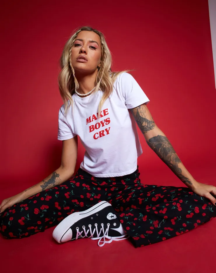 Women Motel Rocks Tees | Shrunk Tee in White Make Boys Cry