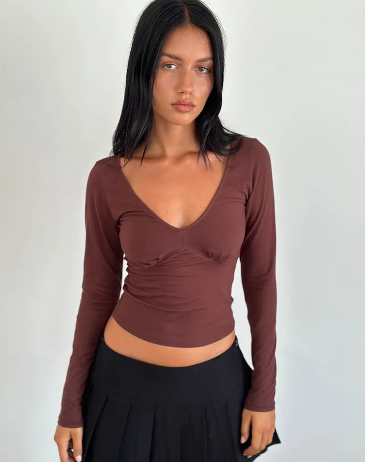 Women Motel Rocks Basics | Basic Tops | Sisil Long Sleeve Top in Bitter Chocolate