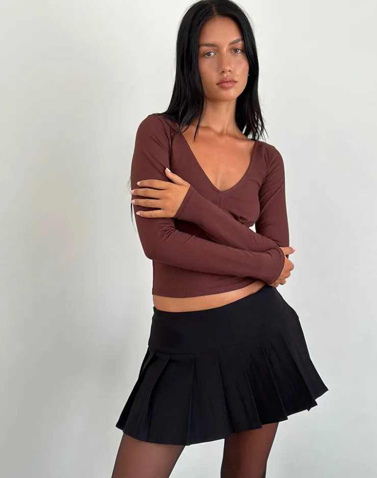 Women Motel Rocks Basics | Basic Tops | Sisil Long Sleeve Top in Bitter Chocolate