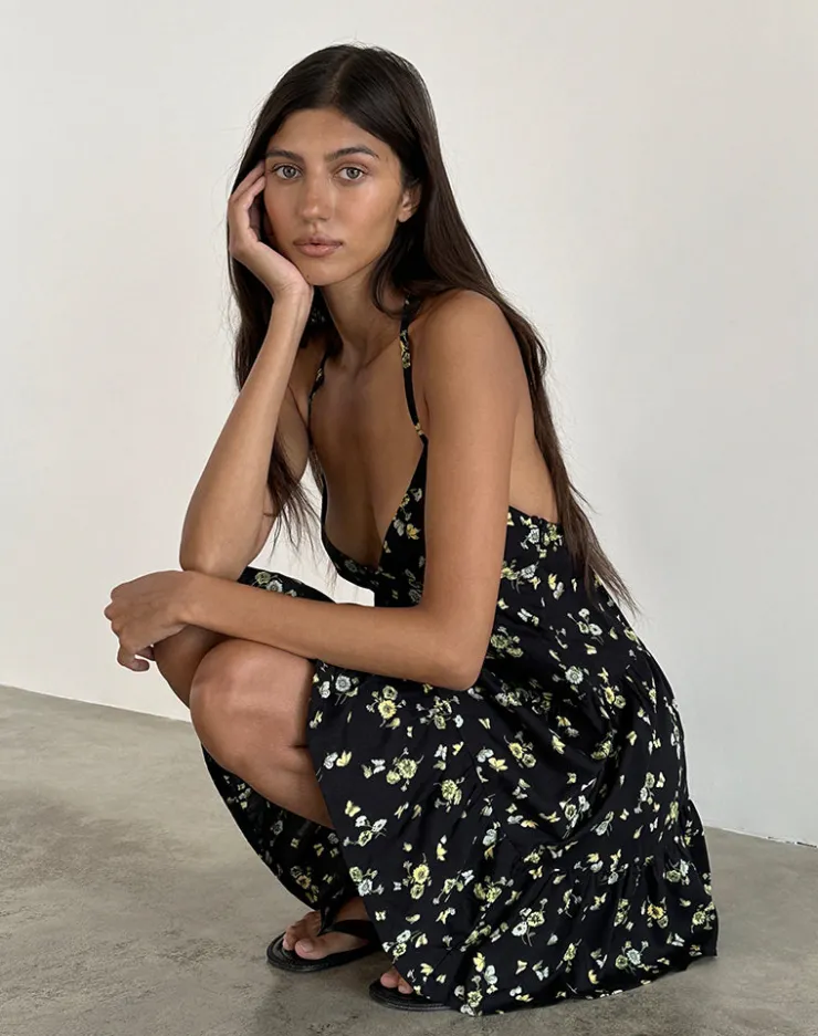 Women Motel Rocks Printed Dresses | Day Dresses | Siskana Mini Dress in Lemon and Lime Black